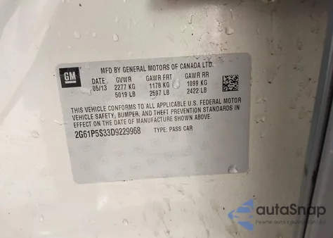 2013 Cadillac Xts Luxury z USA, uszkodzony, nr VIN 2G61P5S33D9229968